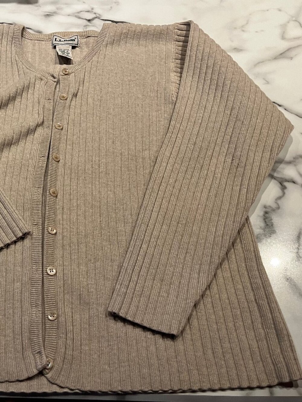 Vintage L.L. Bean 100% Cotton Ribbed Cardigan Large